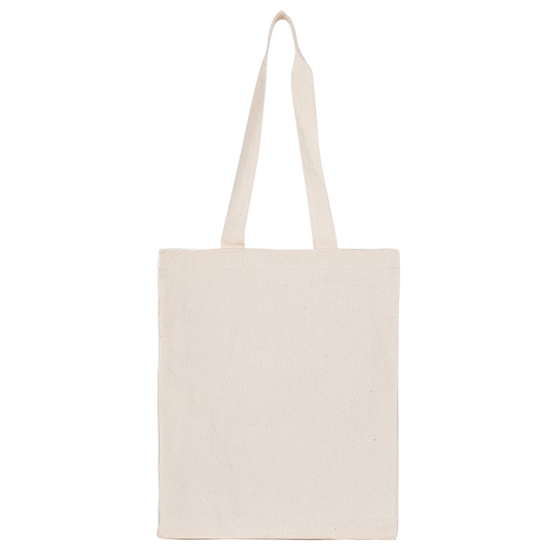 Natural cotton tote bag with reinforced handles.