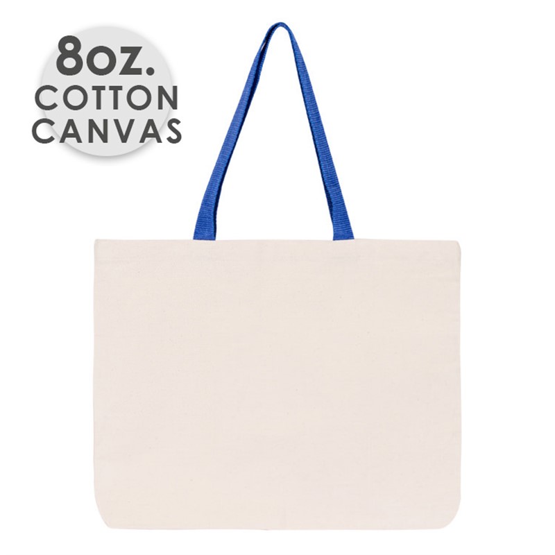 Cotton canvas tote bag with handles.
