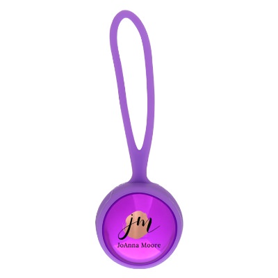 Plastic purple lip balm with silicone holder personalized with your brand.