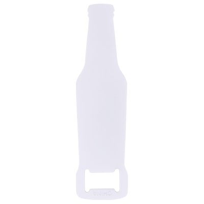 Metal white bottle shaped elite bottle opener blank.