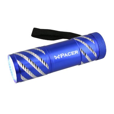 LED Rocket flashlight with custom promotional logo.