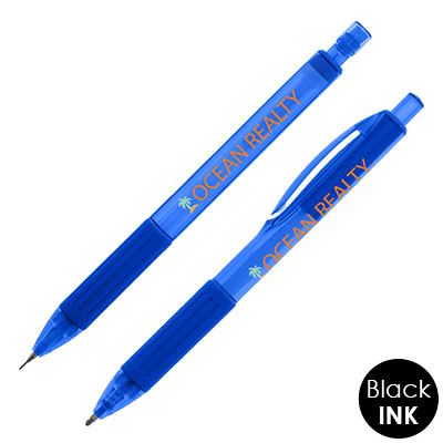 Blue writing set with custom full color imprint.