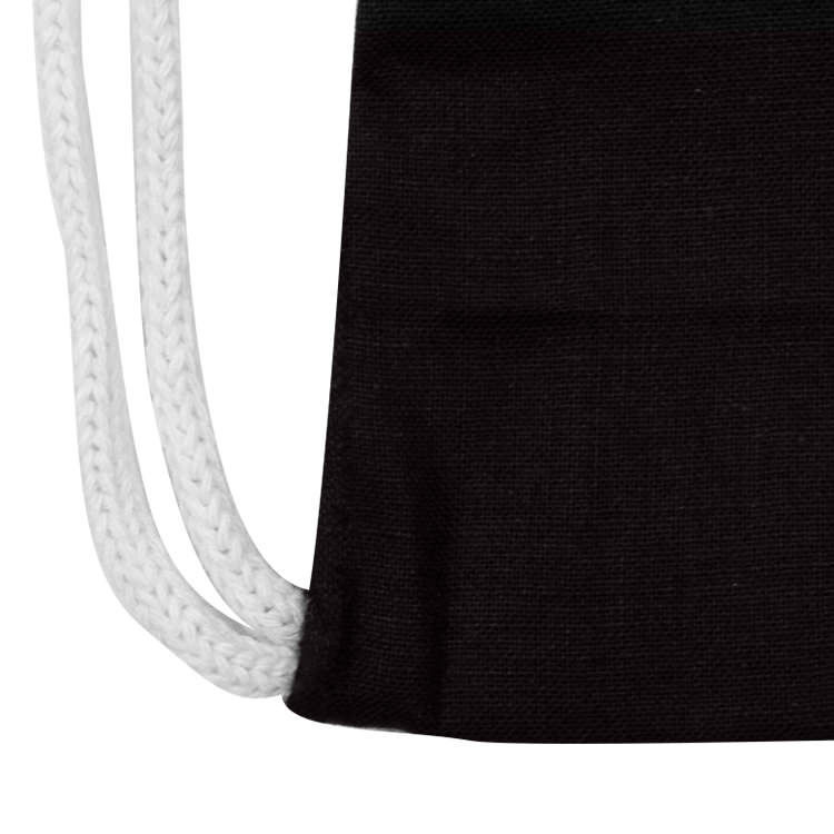 Cotton drawstring bag with cord handles.