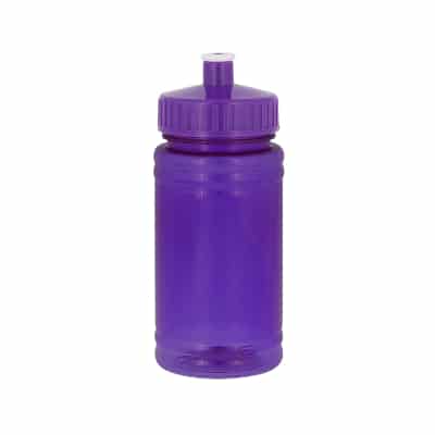 Upcycle plastic purple water bottle with push pull lid blank in 16 ounces.