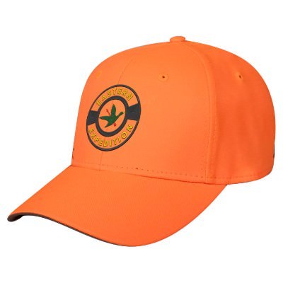 Embroidered orange cotton twill custom cap.