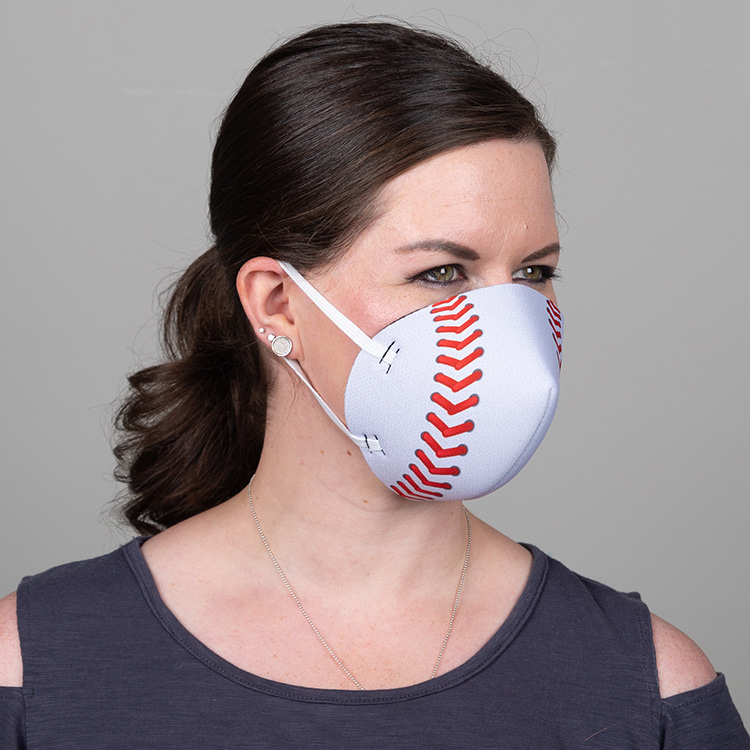 Foam baseball print face mask blank.