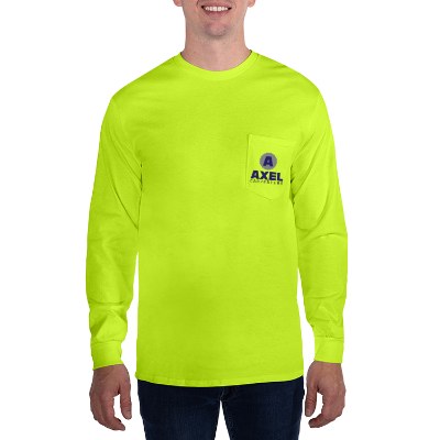 Safety green long sleeve t-shirt with full color logo.