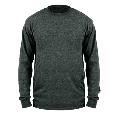 Blank dark heather imprinted custom logoed long sleeve shirt.