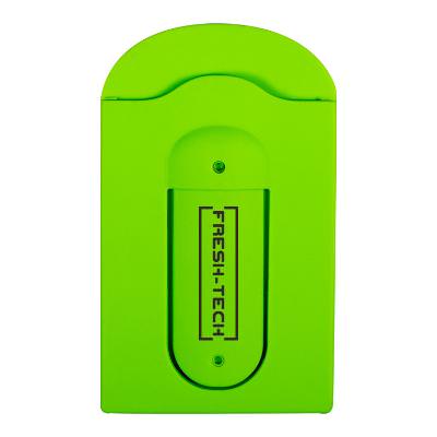 Silicone green phone wallet with a personalized imprint.