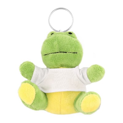 Plush and cotton frog key chain with white shirt blank.