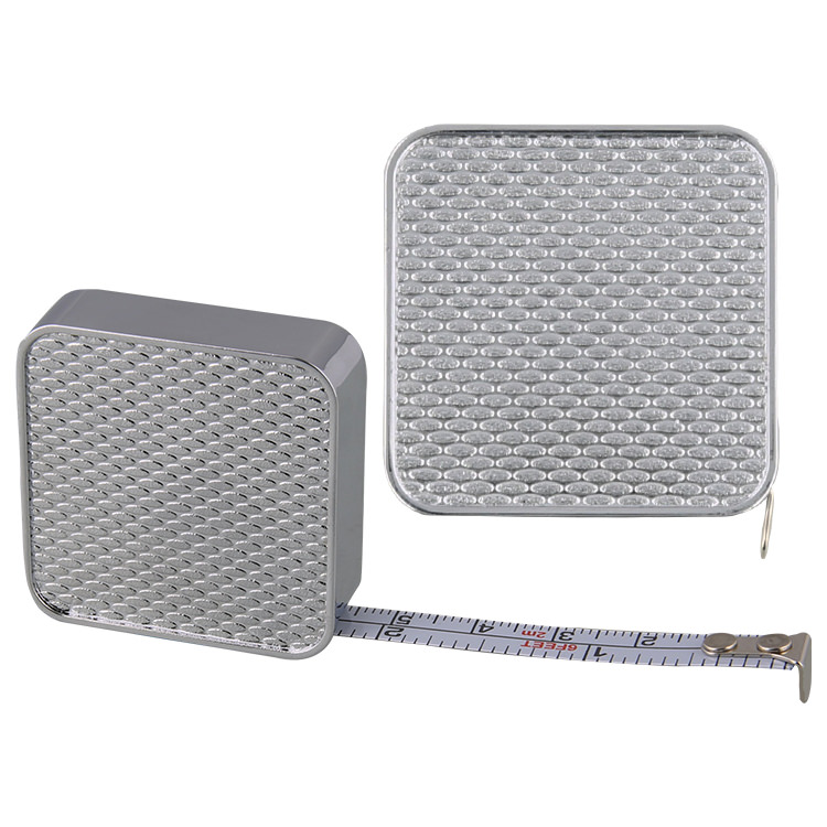Carbon steel chrome square tape measure.