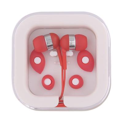 Clear case with red earbuds blank.