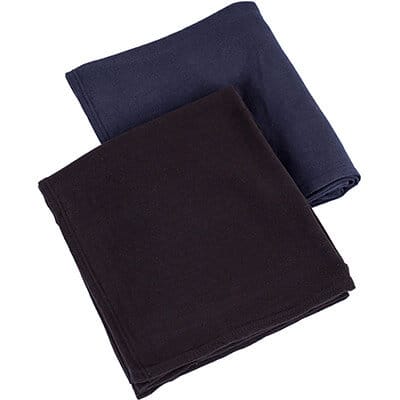 Black cotton polyester blend sweatshirt blanket.