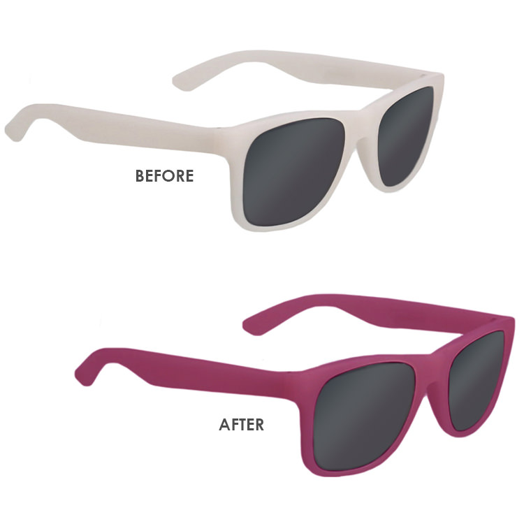 Polycarbonate sunlight color changing wedding sunglasses.