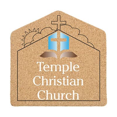 Cork 5 inches church coaster with full color imprint.