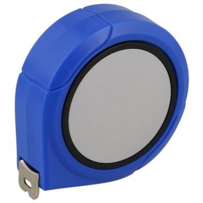 Metal and plastic blue spinning tape measure blank.