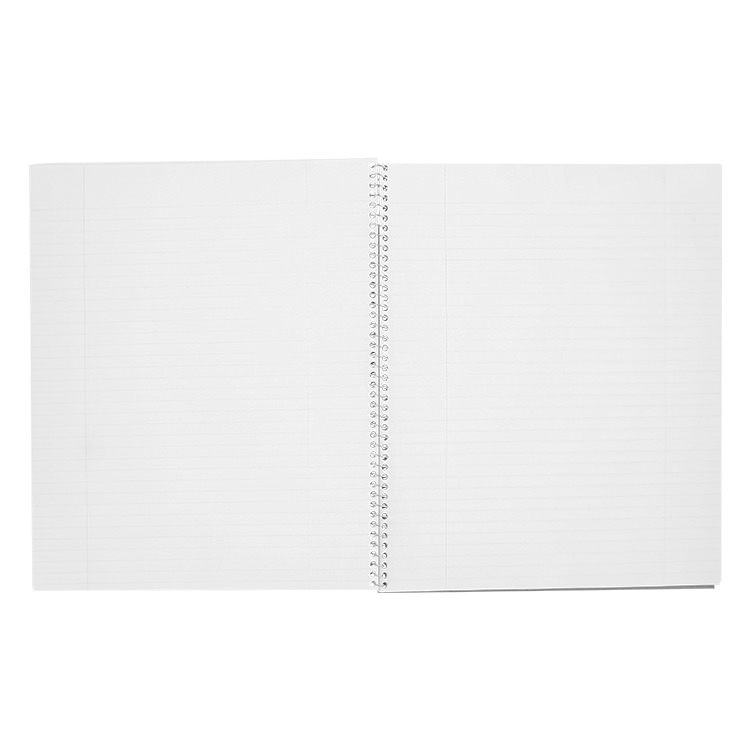 Blank college rule notebook.