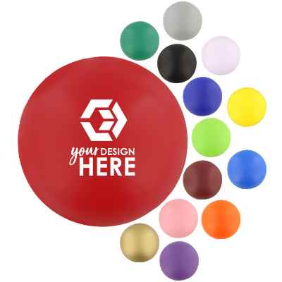 Round foam stress ball personalized with your business name.