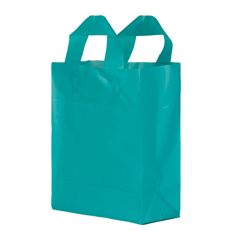 Plastic color frosted shopper bag logoed.