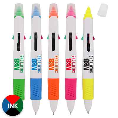 Plastic four choice pen highlighter. 