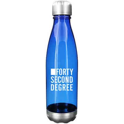 Tritan blue water bottle with custom imprint in 24 ounces.