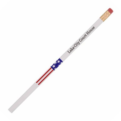 Wood american flag pencil with custom imprint.