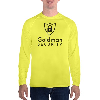 Safety yellow long sleeve t-shirt with personalized logo.
