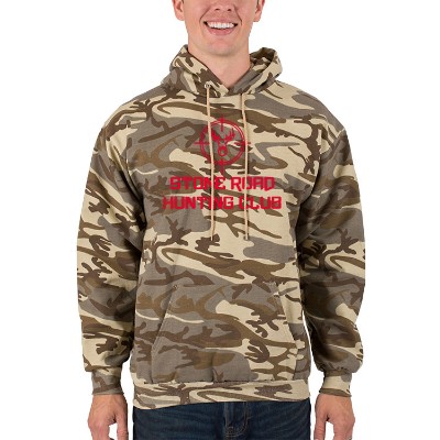 Personalized desert camo pullover hooded sweatshirt with logo.