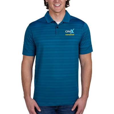Personalized blue embroidered vapor jacquard polo