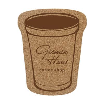 Cork large coffee cup with personalized imprint.