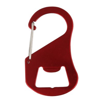 Metal red carabiner clip bottle opener blank.