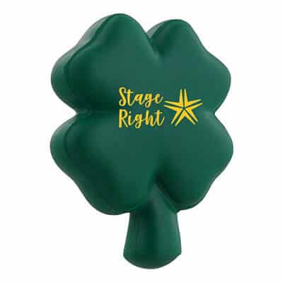 Foam four-leaf clover stress reliever with custom logo.