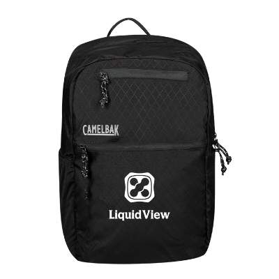 Nylon black backpack with personalized logo.