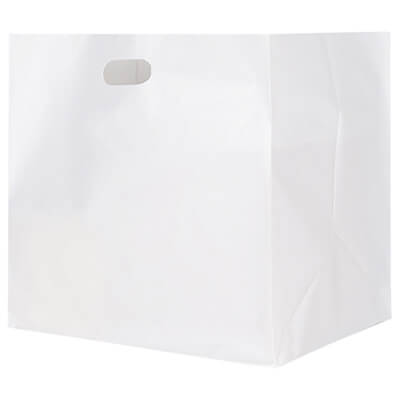 Plastic white recyclable take out bag blank.