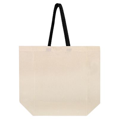 Cotton canvas natural with green grocery tote blank.
