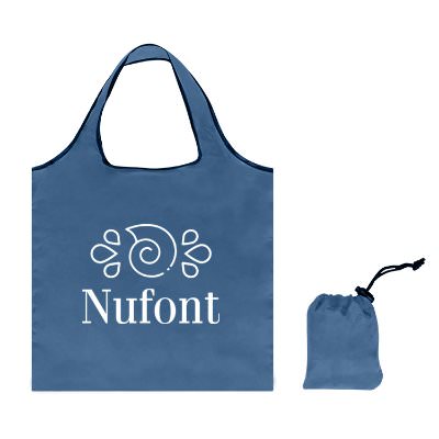 Steel blue RPET tote foldable tote bag with custom logo.