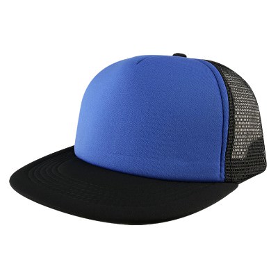 Blank royal blue with black trucker hat.