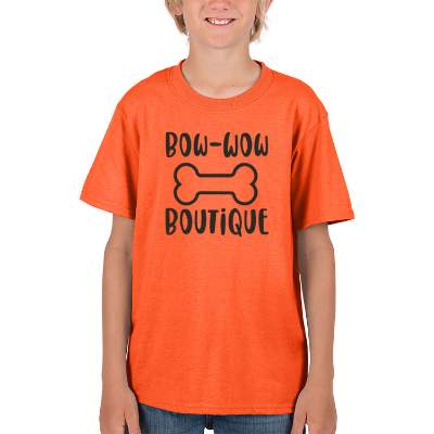 Safety orange youth custom imprinted t-shirt.