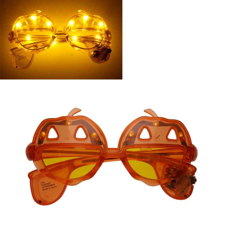Plastic LED pumpkin shaped sunglasses blank.