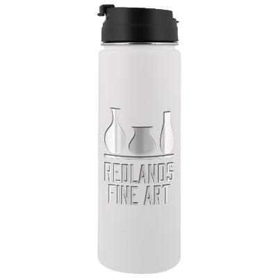 Stainless white water bottle with custom engraved imprint in 20.9 oz.