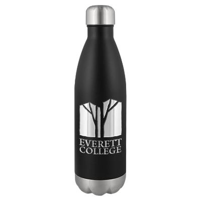 Stainless black water bottle with custom engraved imprint in 26 oz.