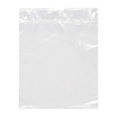 Plastic clear poly drawstring bag with logo.