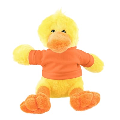 Plush and cotton duck with orange shirt blank.