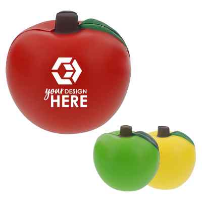 Foam yellow apple stress ball with imprinting.