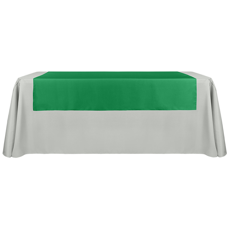 60 inches x 72 inches liquid repellent polyester table runner.