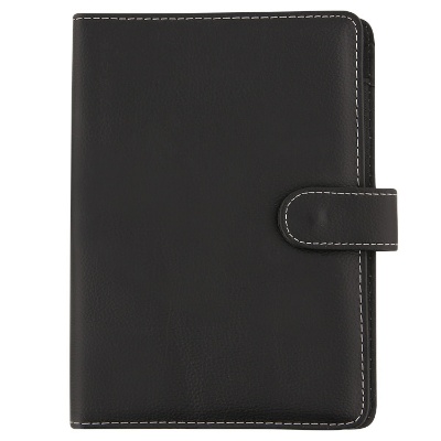 PVC leather black small grain padfolio blank.