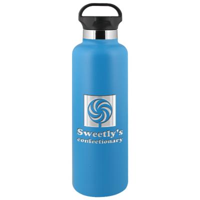 Stainless aqua water bottle with custom engraved imprint in 24 oz.