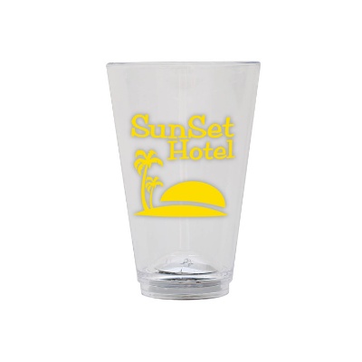Acrylic clear beer glass with custom imprint in 3.5 ounces.