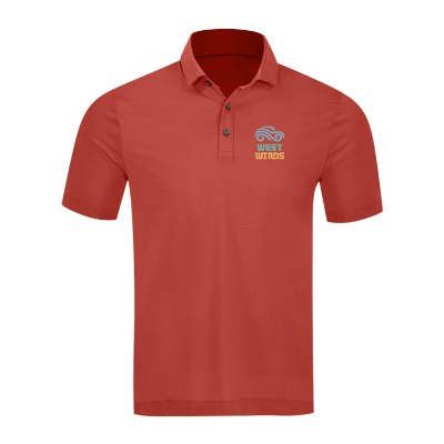 Terracotta men's polo with personalized full color logo.