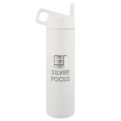 Stainless white bottle with engraved logo.